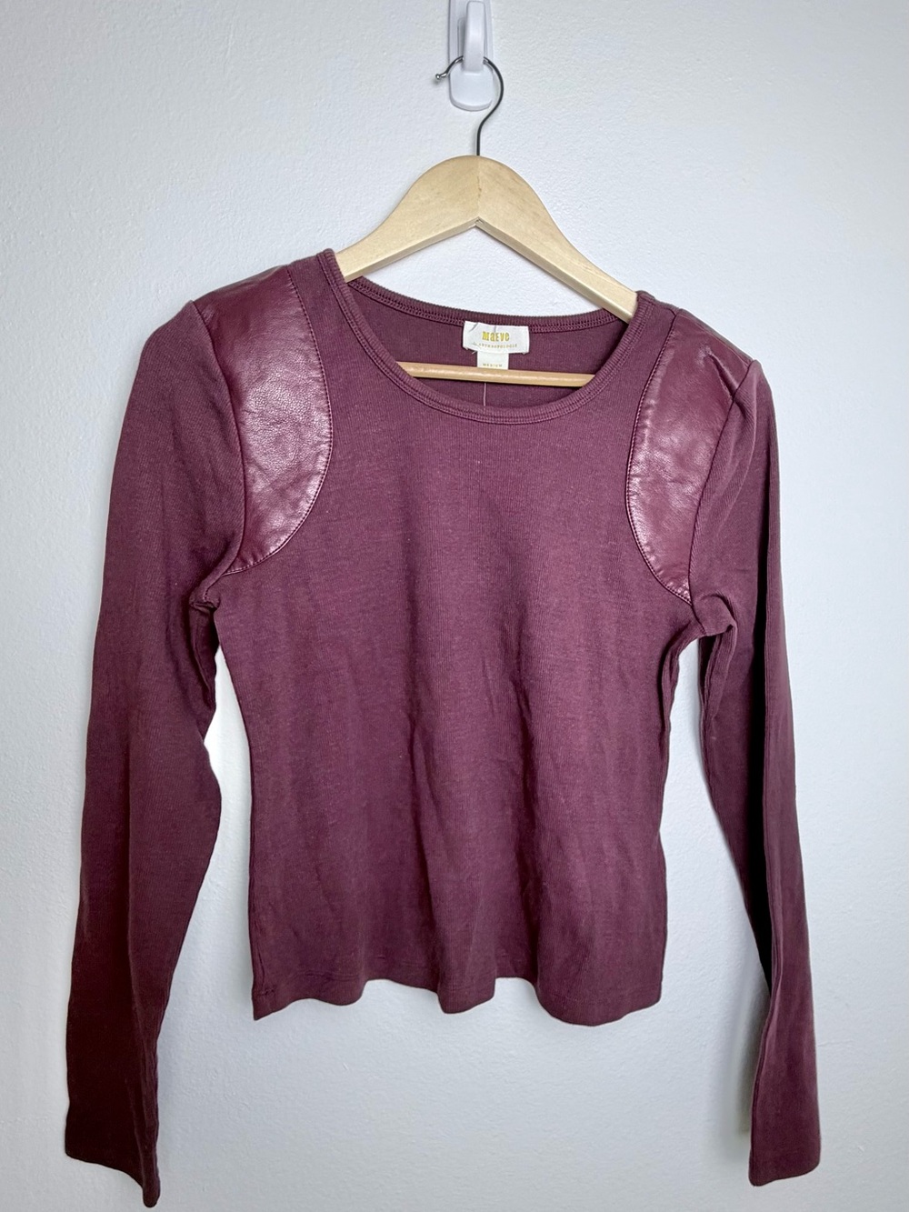 NWT Anthropologie Maeve Faux Leather Pullover Top M E025